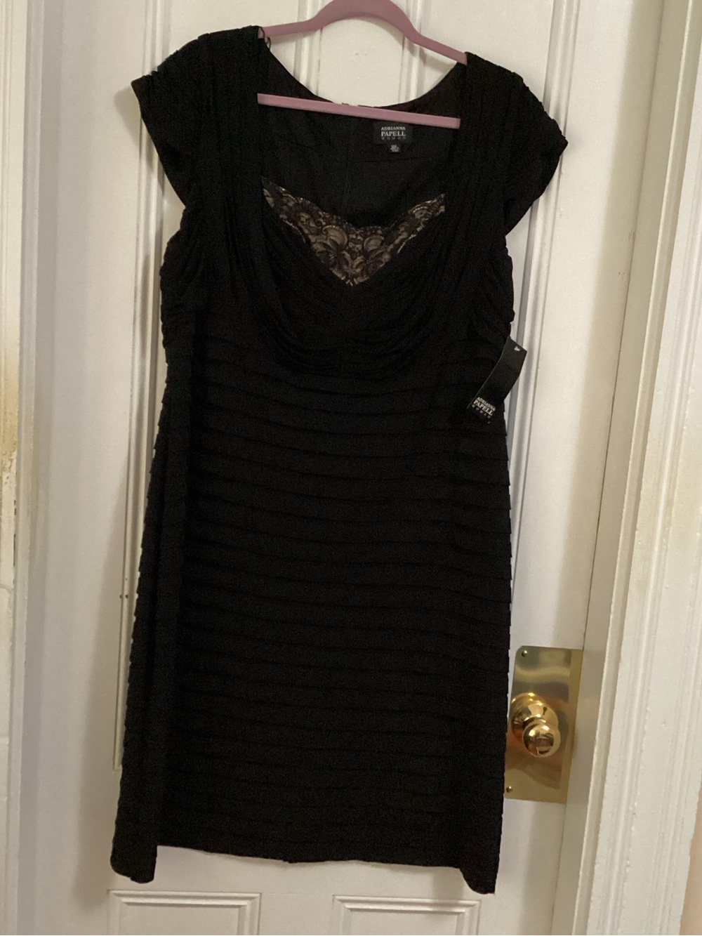 Adrianna Papell Black Lace-Detail Midi Dress